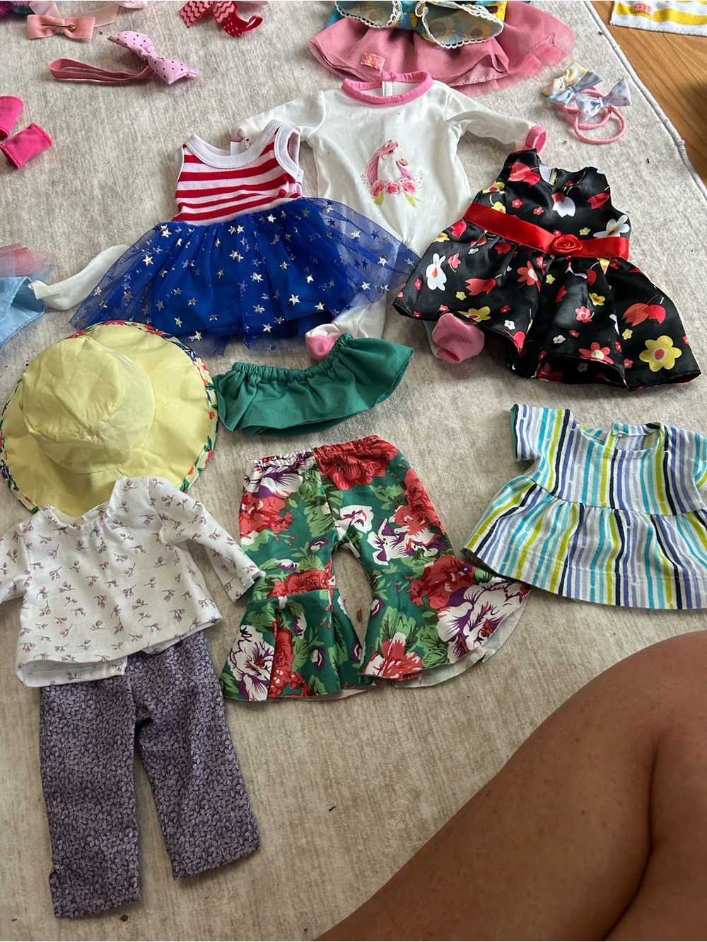 Girls Doll Clothes Bundle - Floral, Striped & Star Tulle Dresses